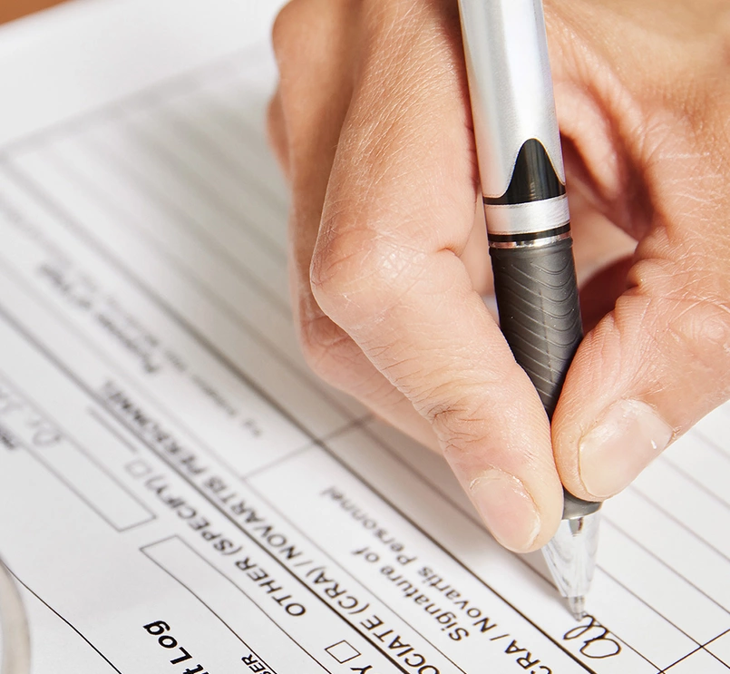 Filling out a site visit log 1